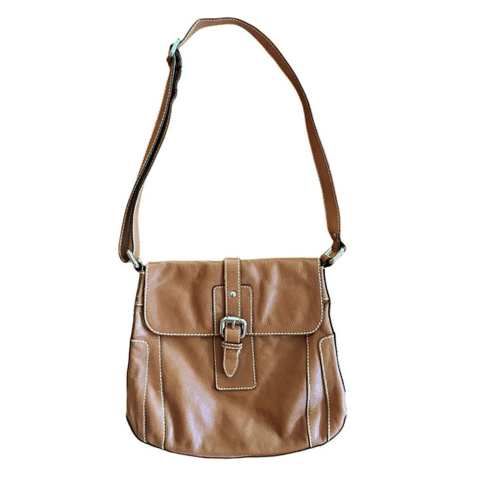 FOSSIL Womens Explorer Messenger Brown Distressed Leather Medium Fold‎ Over Bag
